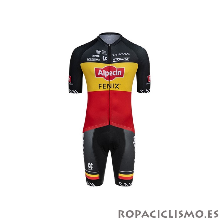 2021 Maillot Alpecin Fenix Tirantes Mangas Cortas Campeon Belgica